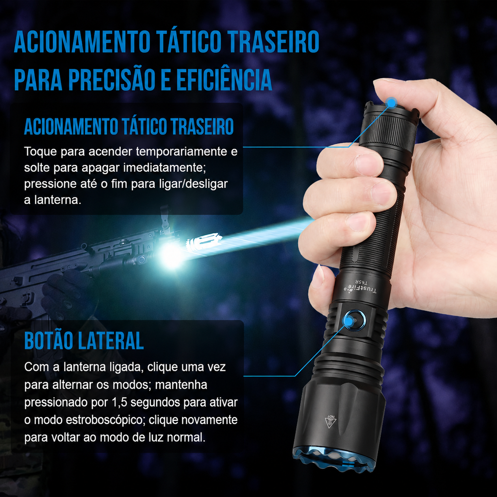 Lanterna Tática T45R Longo Alcance 650LM TrustFire
