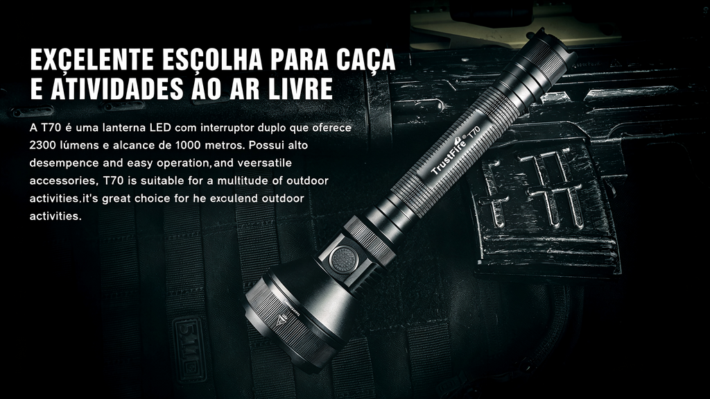 Lanterna Tática T70 Longo Alcance 1800LM TrustFire