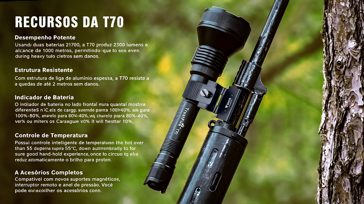 Lanterna Tática T70 Longo Alcance 1800LM TrustFire