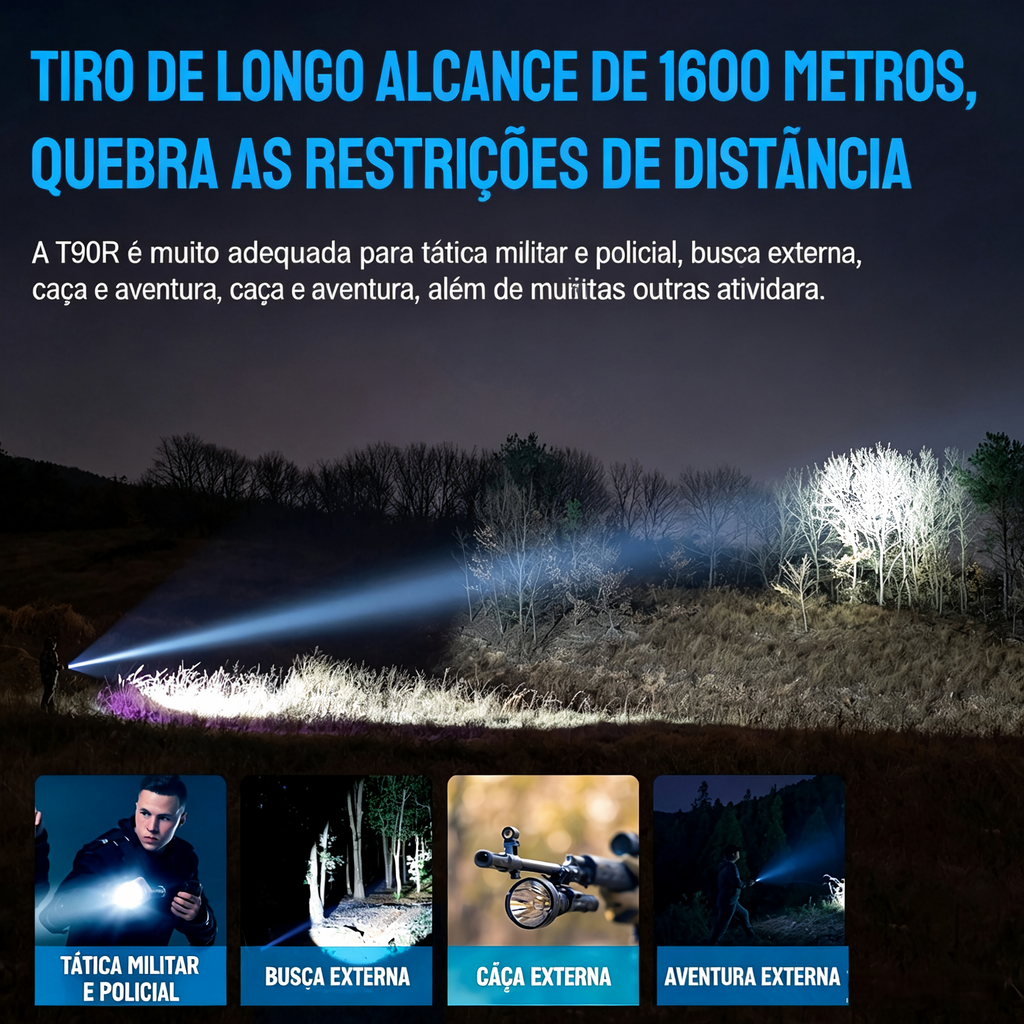 Lanterna Tática T90R Longo Alcance 4800LM TrustFire (Kit)