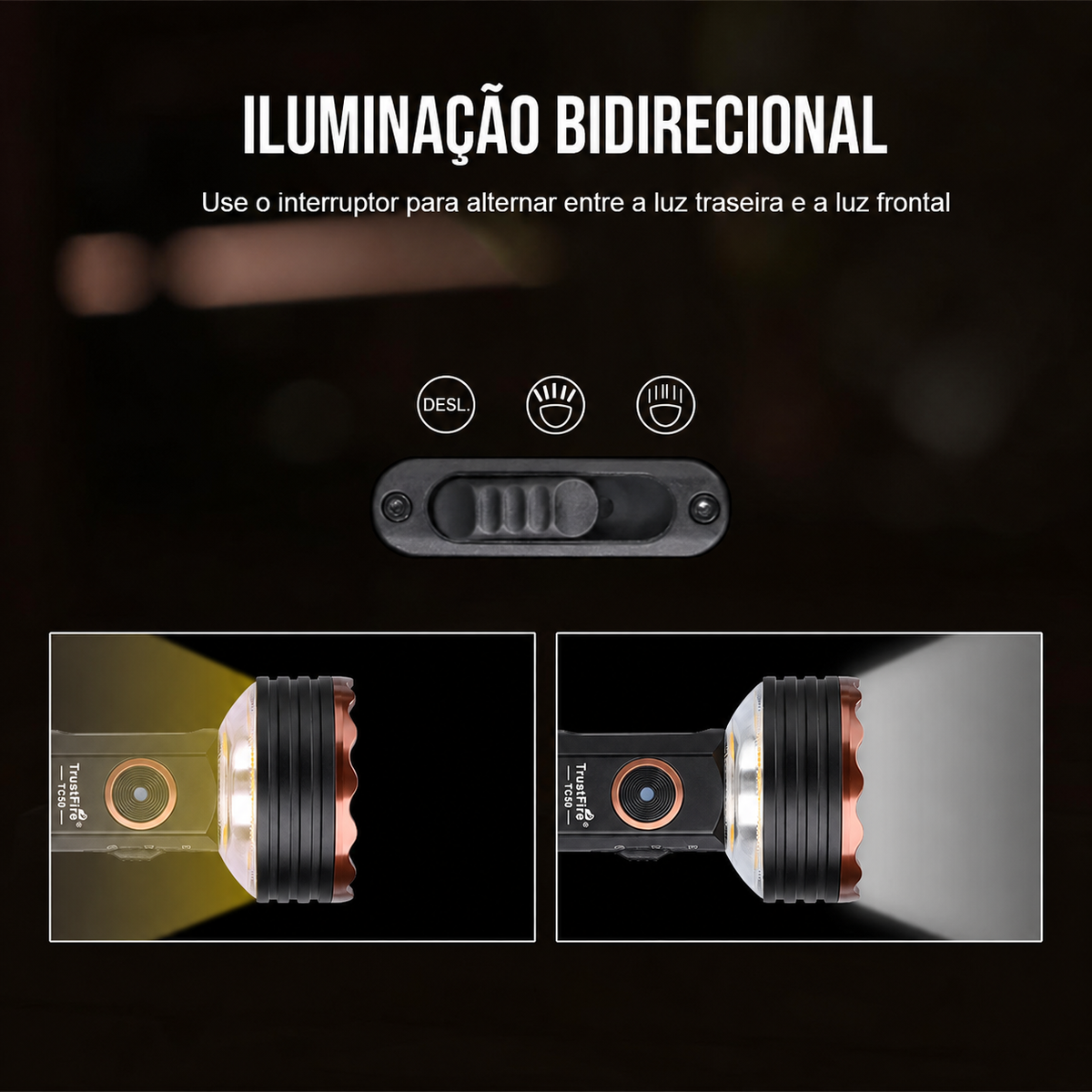 Lanterna Multifuncional TC50 5100LM Recarregável USB-C TrustFire