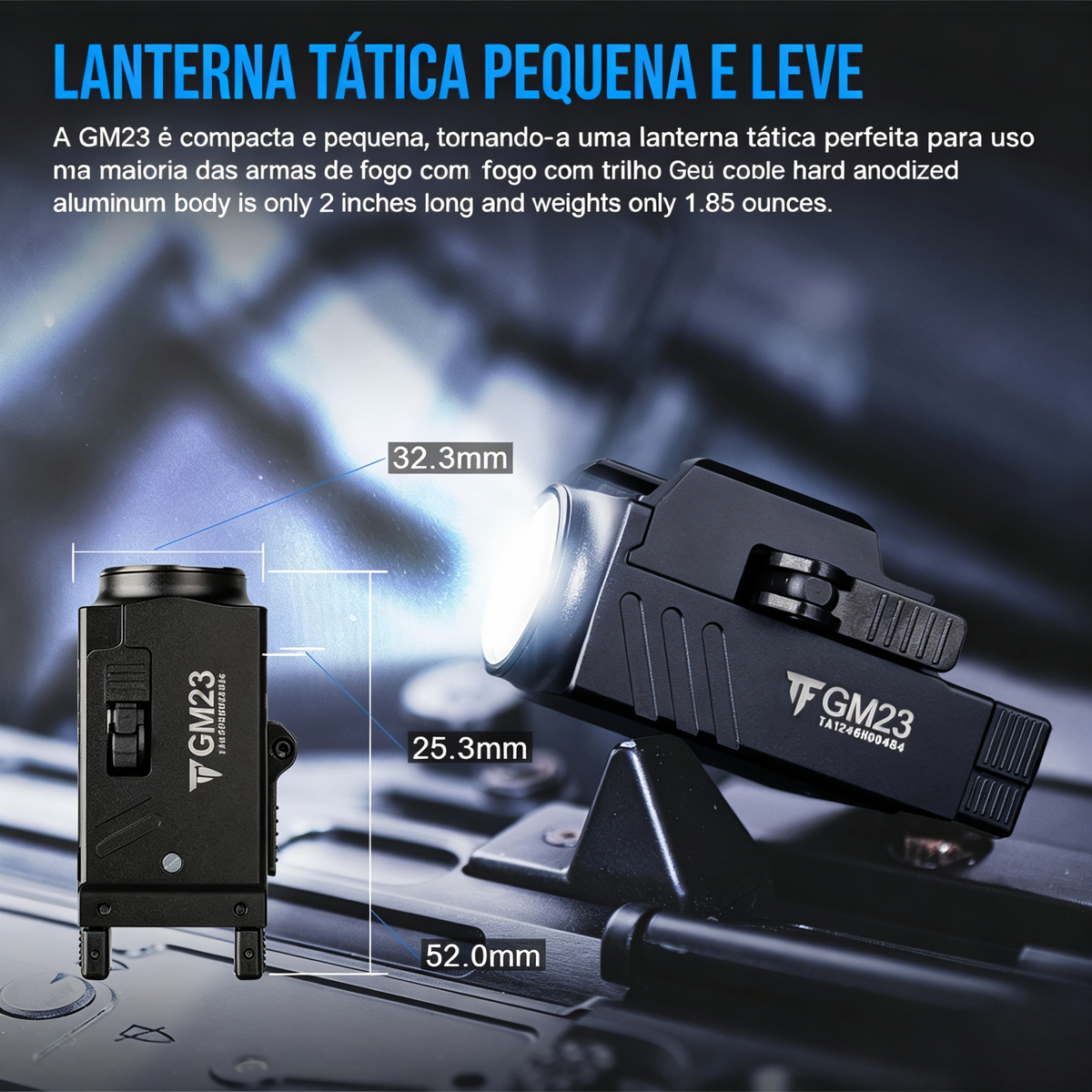 Lanterna Tática GM23 Preta 800LM TrustFire | Lanterna de Arma
