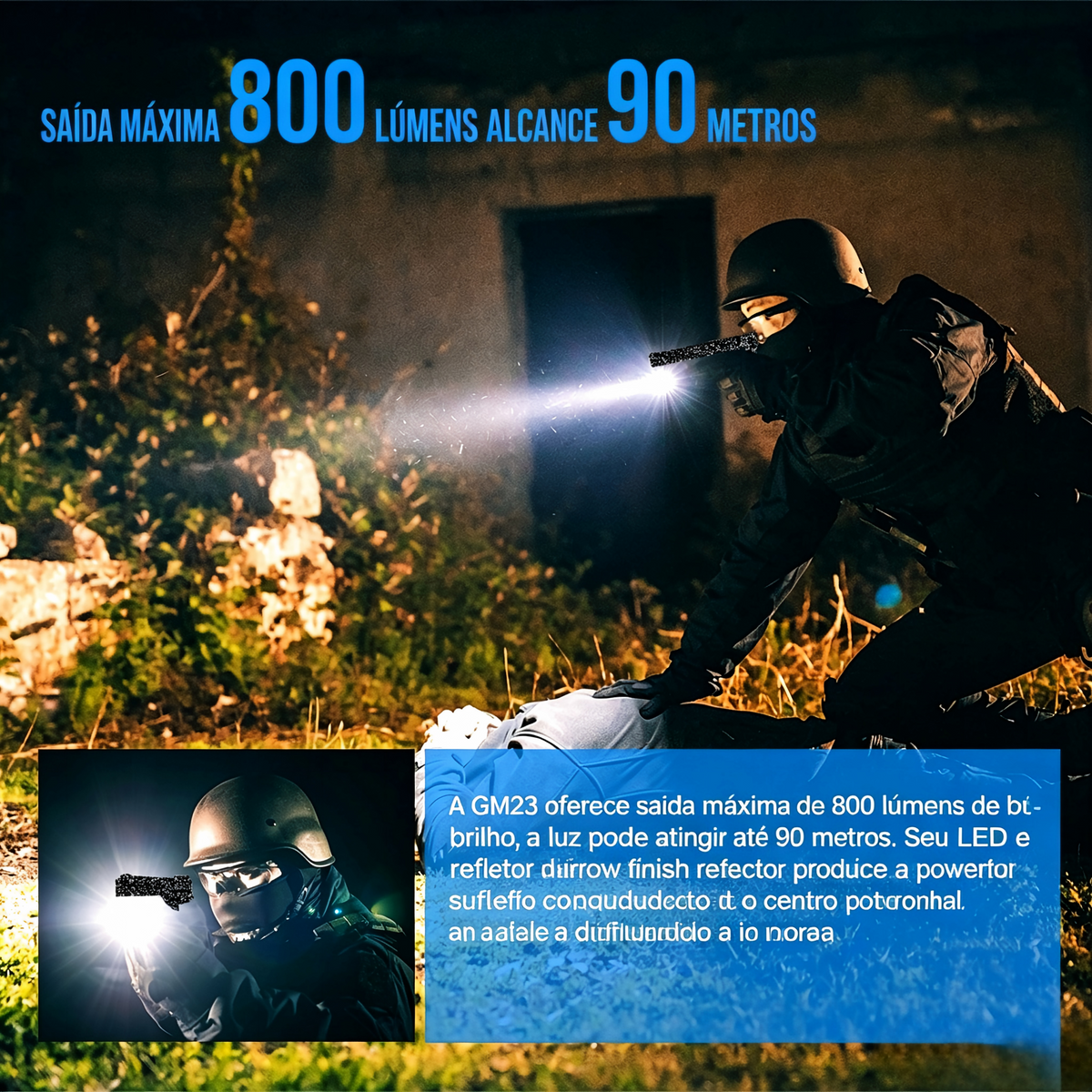 Lanterna Tática GM23 Preta 800LM TrustFire | Lanterna de Arma