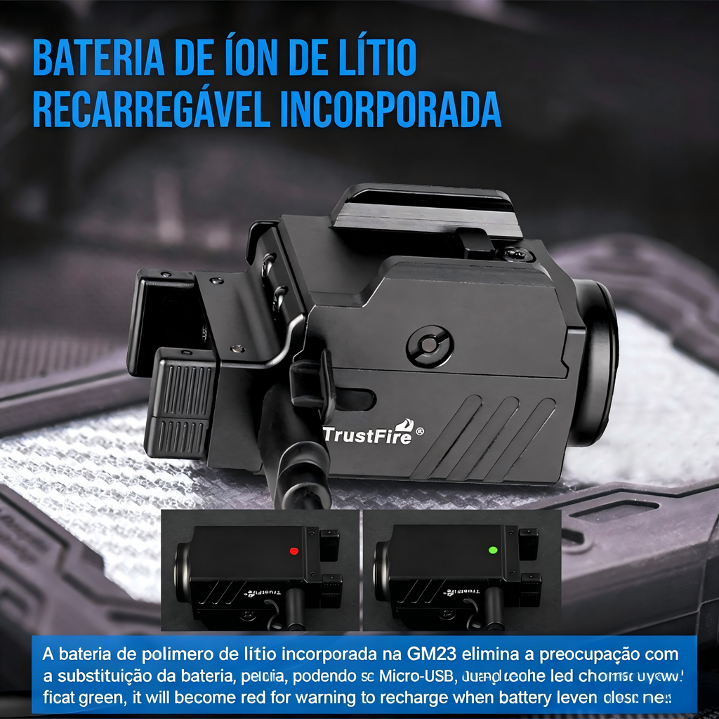 Lanterna Tática GM23 Preta 800LM TrustFire | Lanterna de Arma