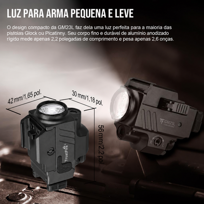 Lanterna de Pistola GM23L 850LM com Laser Verde Recarregável USB-C TrustFire | Lanterna de Arma