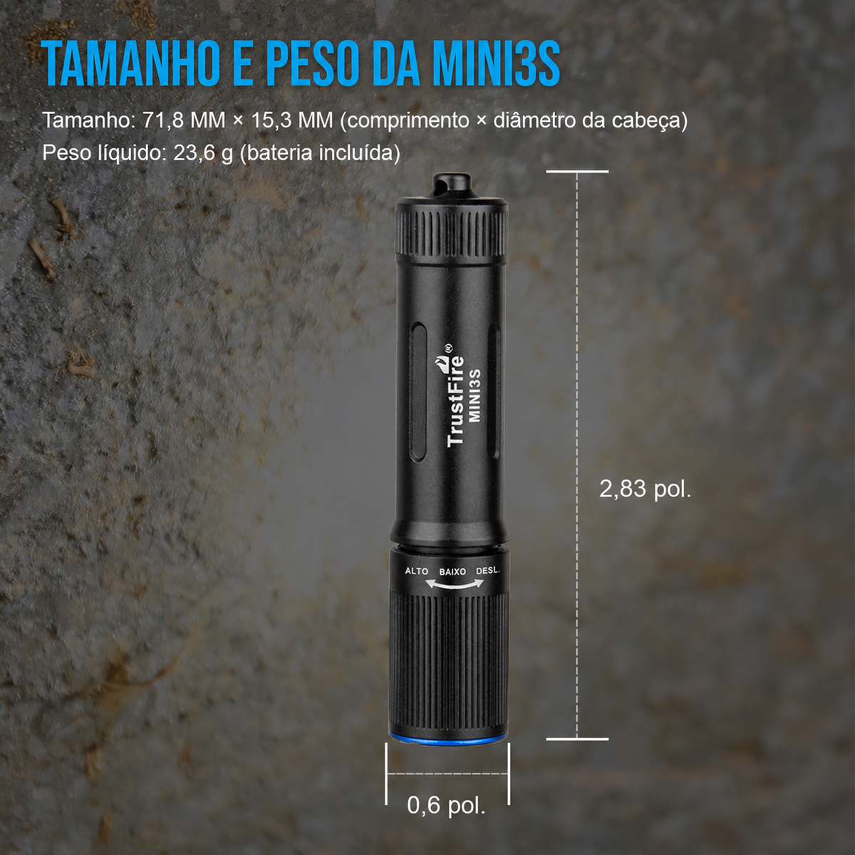Lanterna Mini MINI3S 235LM Recarregável TrustFire