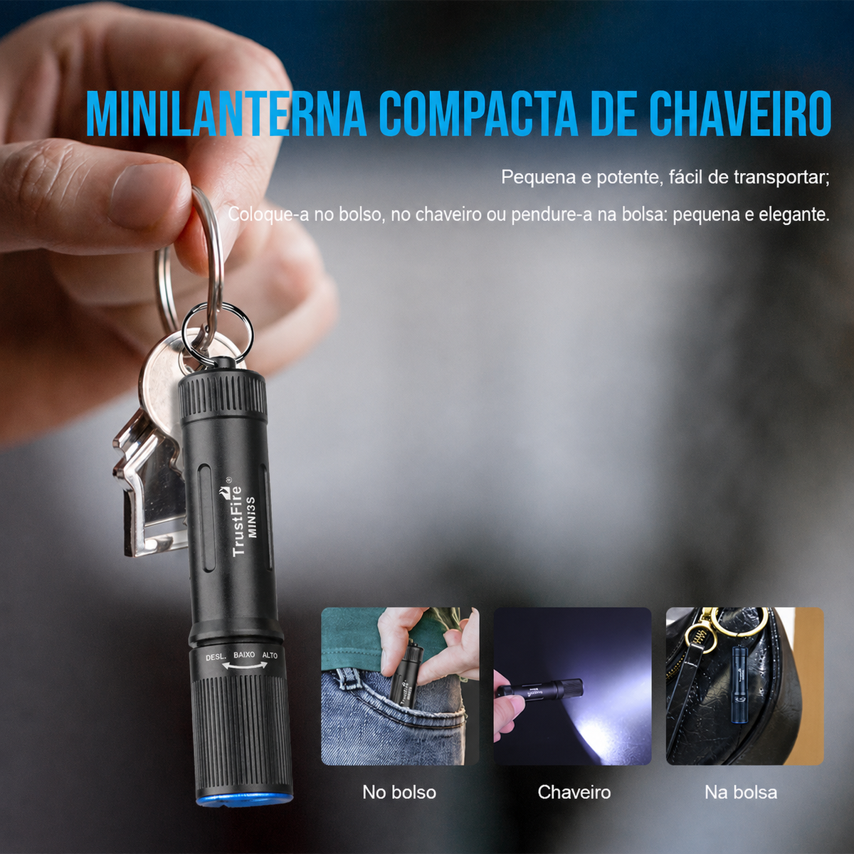 Lanterna Mini MINI3S 235LM Recarregável TrustFire