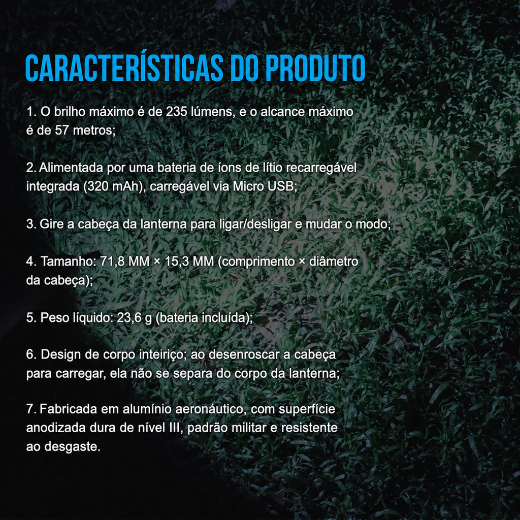 Lanterna Mini MINI3S 235LM Recarregável TrustFire