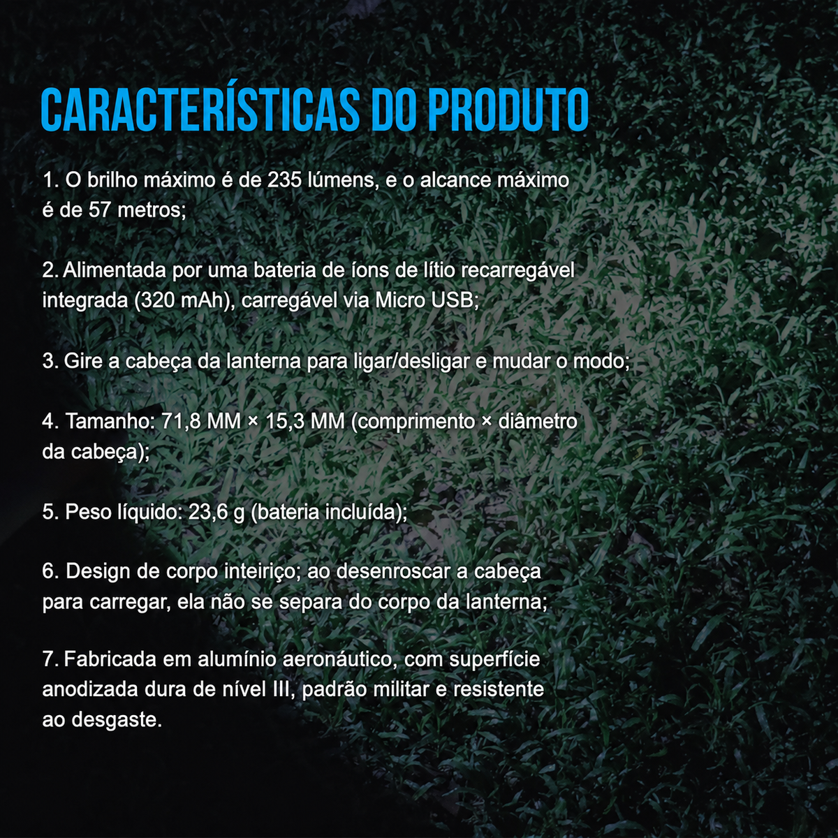 Lanterna Mini MINI3S 235LM Recarregável TrustFire