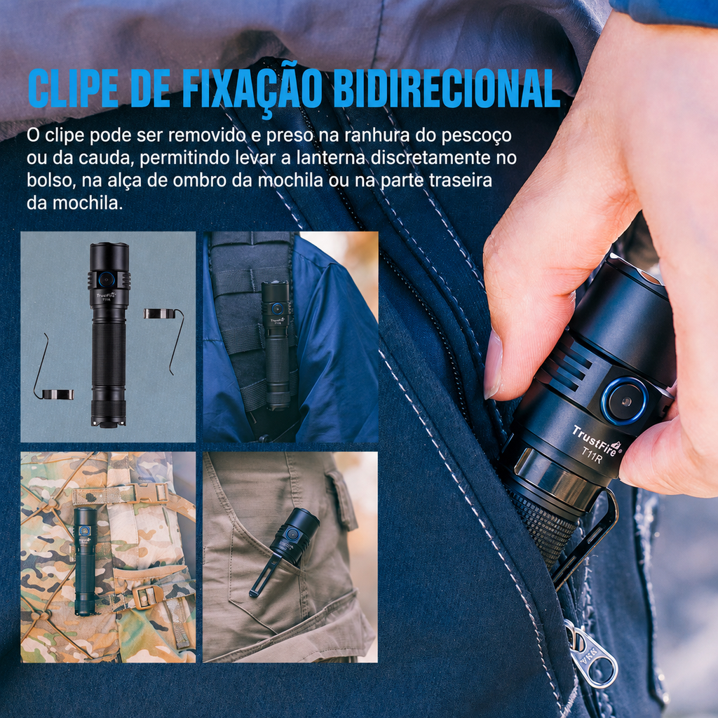Lanterna Tática T11R 1800LM Recarregável USB-C TrustFire